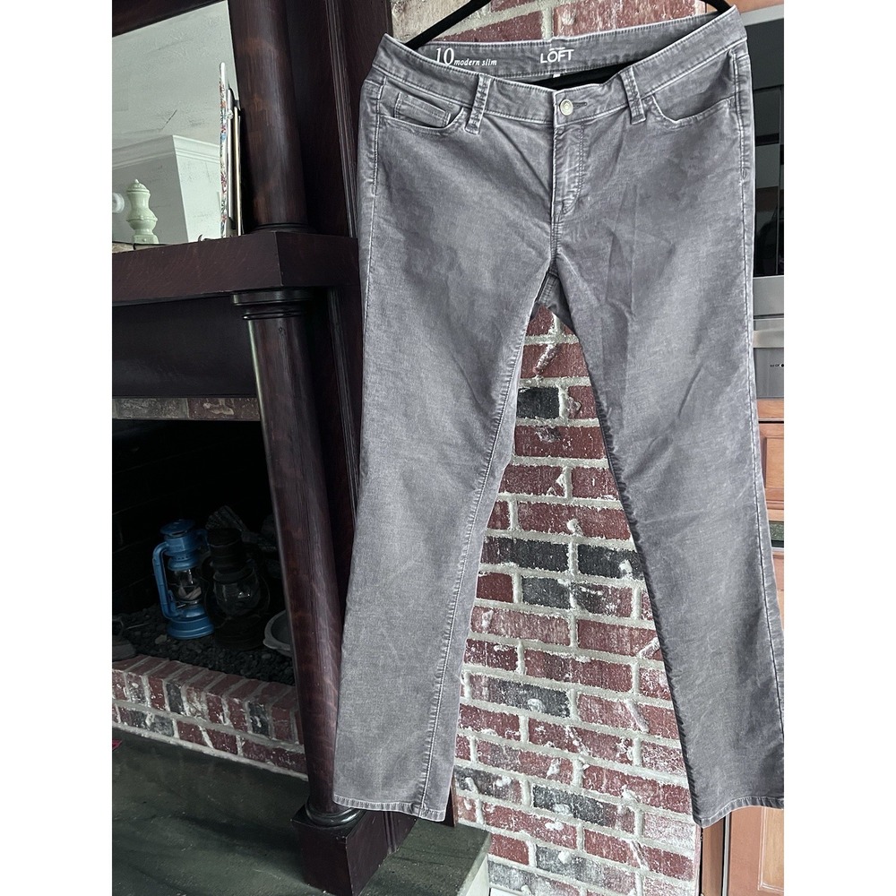 Loft Gray Velvety Corduroy Modern Skinny Mid Rise Casual Pants Size‎ 30